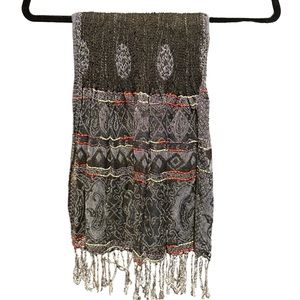 Black Grey Red Pashmina Scarf